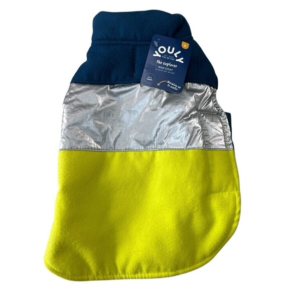New Youly The Explorer Dog Coat Reflective Yellow Blue Adjustable Small 13-15" - Picture 1 of 6